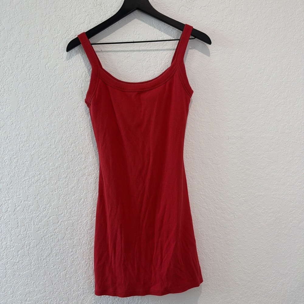 Abercrombie Fitch Red Ribbed Stretch Cotton Blend Shelf Bra Dress Size Medium